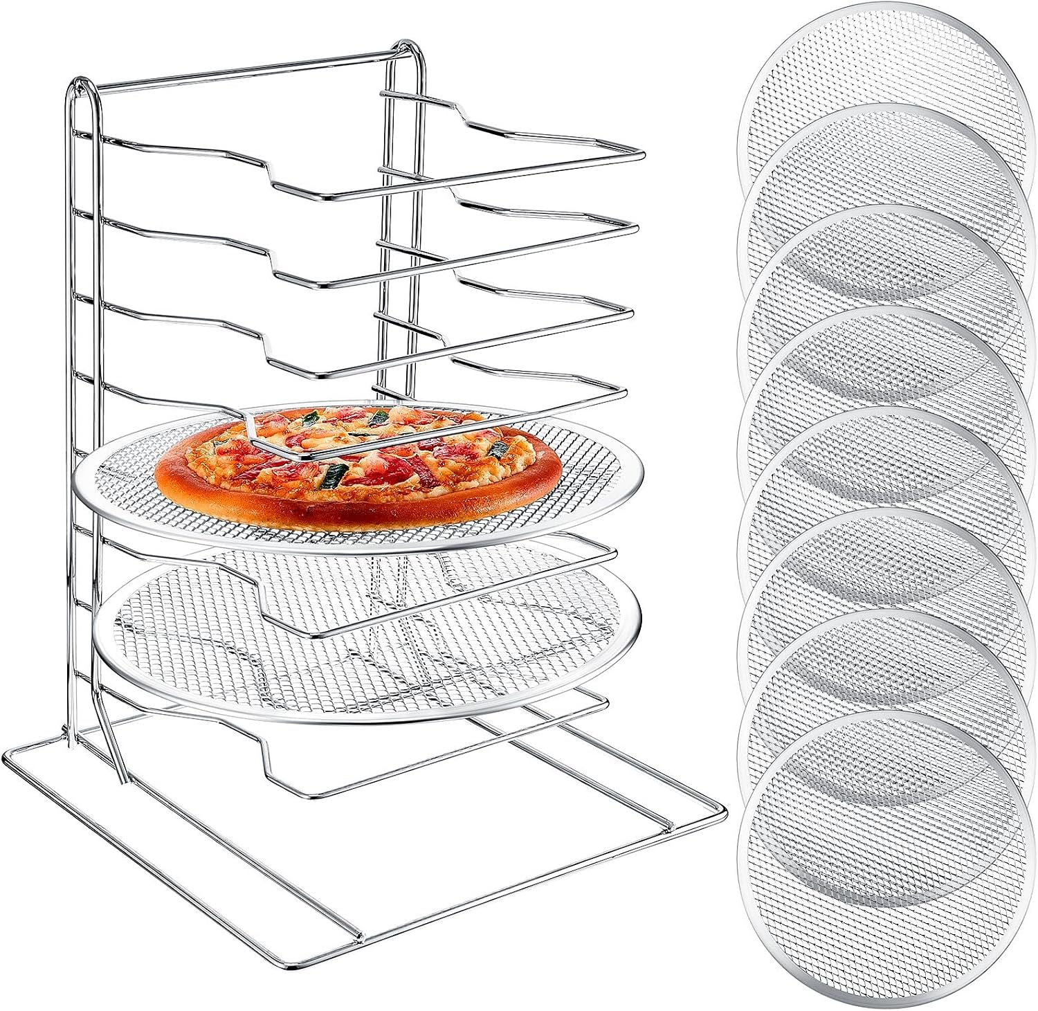Kitchen And Baking Equipment - 8 Katmanlı Pizza Rafı, Delikli 8
