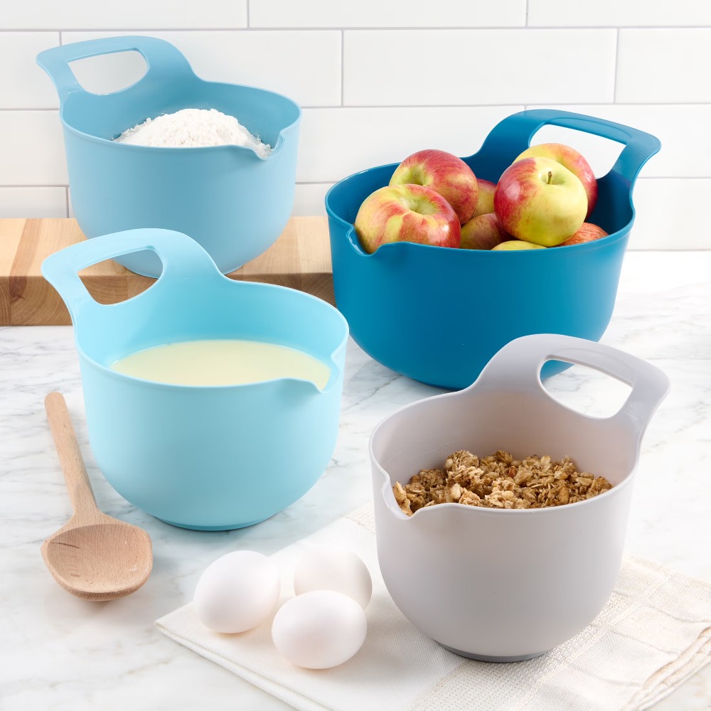Kitchen Baking Cooking - Plastik Karıştırma Kaseleri Seti, 4'lü, Dökme