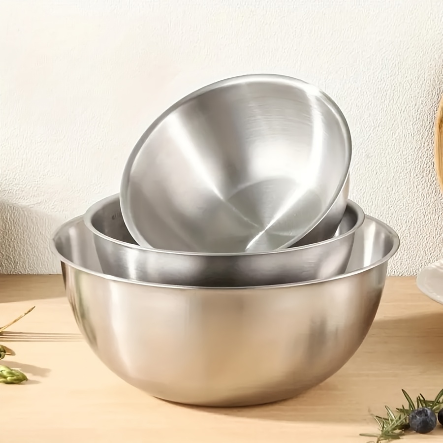 Kitchen Baking Cooking - 3'lü Paslanmaz Çelik Salata Kase Seti,